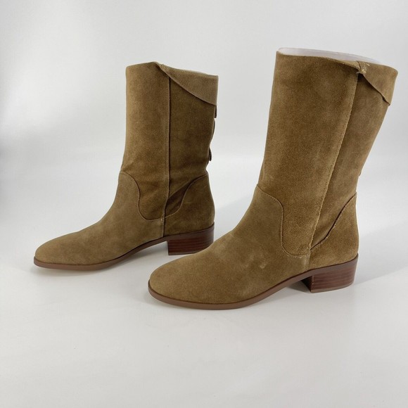 Sole Society Womens 9M Calanth Tobacco Brown Slouchy Suede Mid Calf Pull Boots - Picture 3 of 10